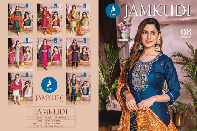 Jamkudi By Kaya Chanderi Silk Kurti With Bottom Dupatta Wholesale Shop In Surat
